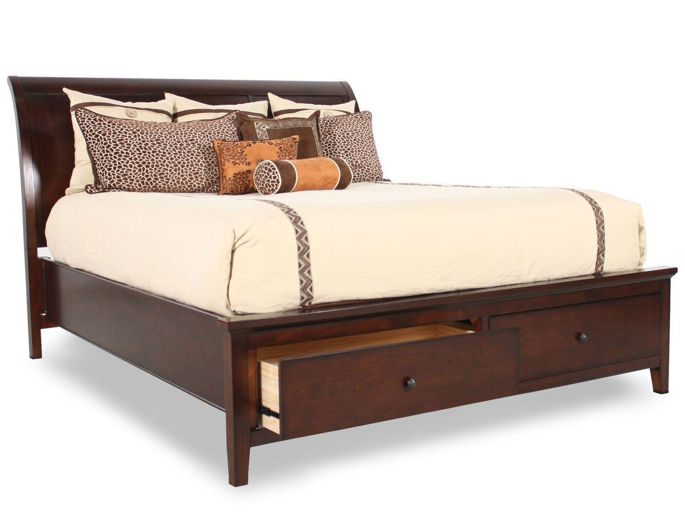 Winners Only Vintage Cherry Sleigh Storage Bed Mathis Brothers Furniture