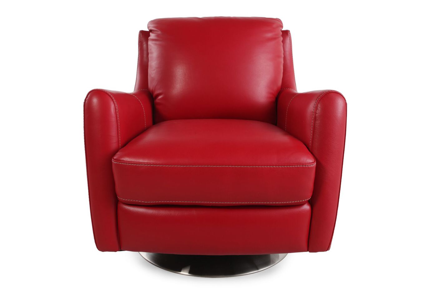 LaZBoy Xavier Red Leather Swivel Chair Mathis Brothers Furniture
