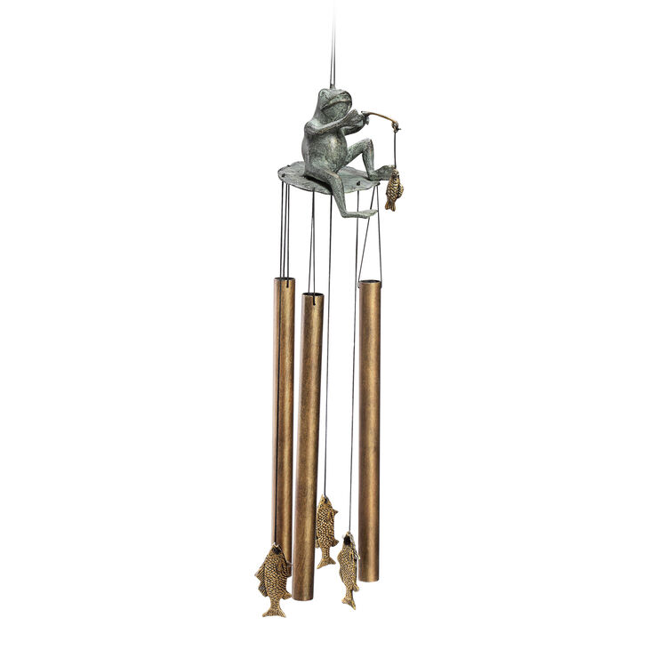 Fishing Frog Wind Chime 22 In At Home Fishing Frog Wind Chime 22 In