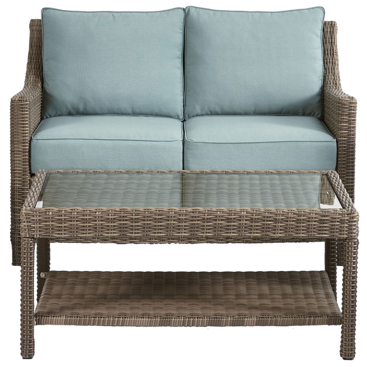 Patio Furniture Tables And Outdoor Chairs Collection At Laa 2 Piece Wicker Settee And Coffee Table Set
