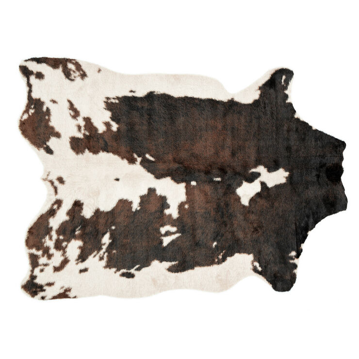 B23 Beige and Brown Faux Cowhide Rug 6x8 ft At Home