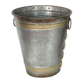 Galvanized Metal Bucket Vase - 15.7-inch