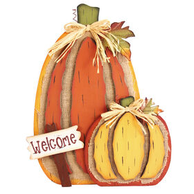 Burlap Welcome Pumpkin - 17-inch