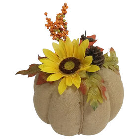 Burlap Pumpkin Yellow Sunflower - 6-inch