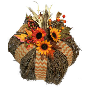 Grapevine Pumpkin with Burlap