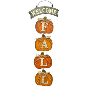 Welcome Fall Hanging Pumpkins - 19.5-inch
