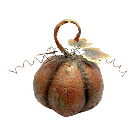 13.5-inch Metal Pumpkin Rustic Orange