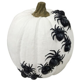 24-inch White Pumpkin With Black Spiders