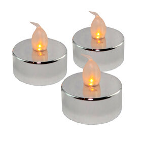 Silver Metallic LED Tea Lights – 12-Pack