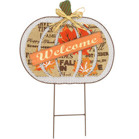 Mesh Pumpkin Welcome - 26.5-inch