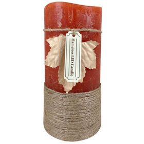 Rust Rope Pillar LED Candle - 3-inch x 6-inch