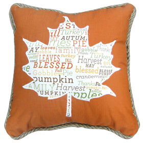 Harvest Jute Trim Leaf Pillow