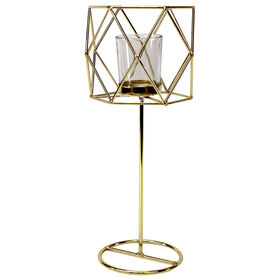 Gold Metal/Glass Candle Holder - Large