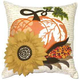 Harvest Pumpkin and Corn Pillow 14-inch